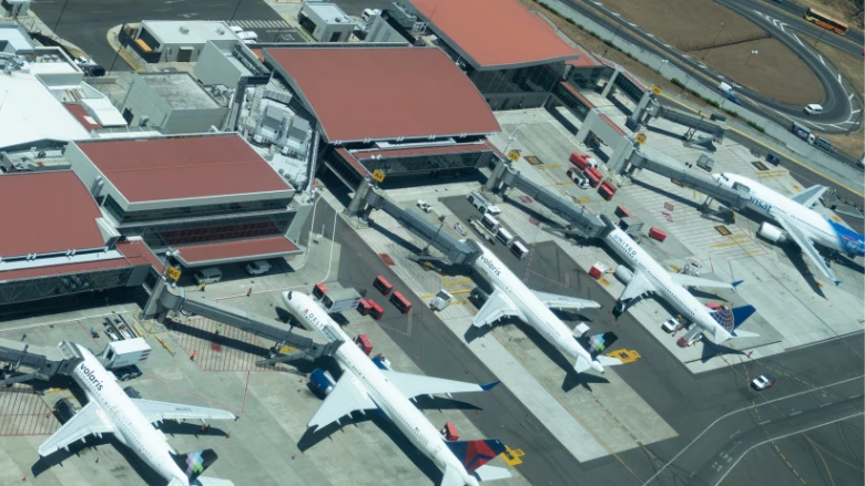 Aerial view of San Jose airport in Costa Rica