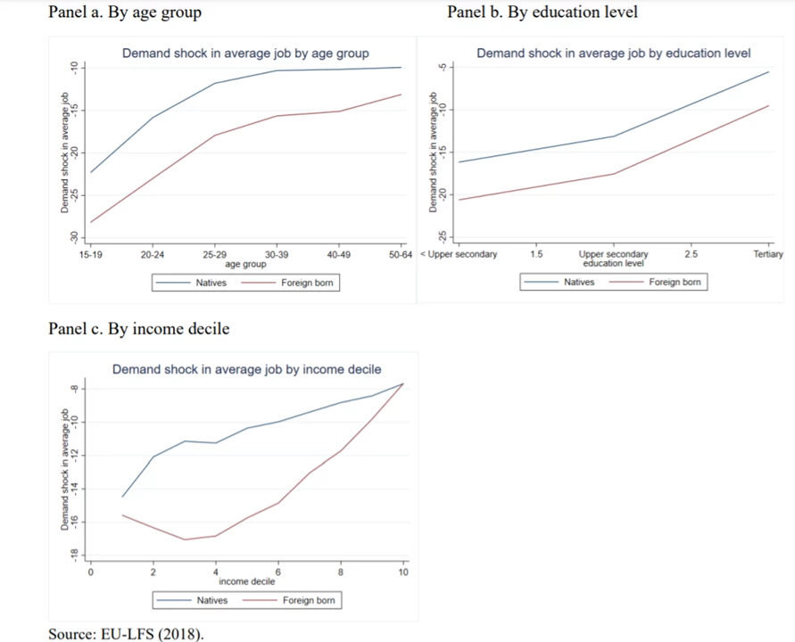 Demand shock across age groups, education levels, income, and nativity