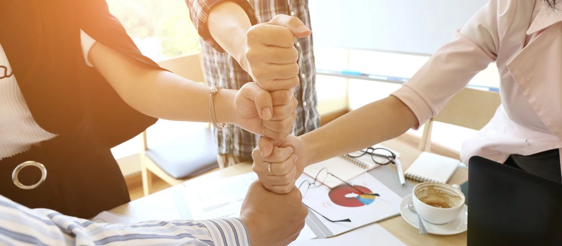 A team of young entrepreneurs working together