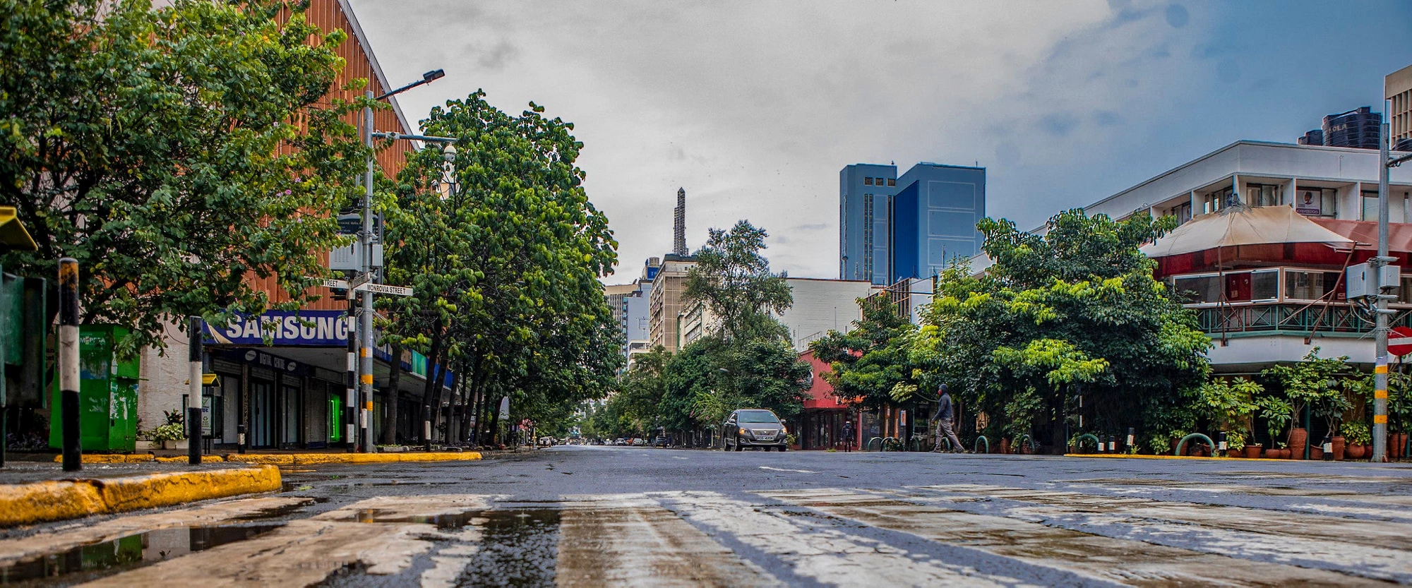 Empty street scene in Nairobi, Kenya 
