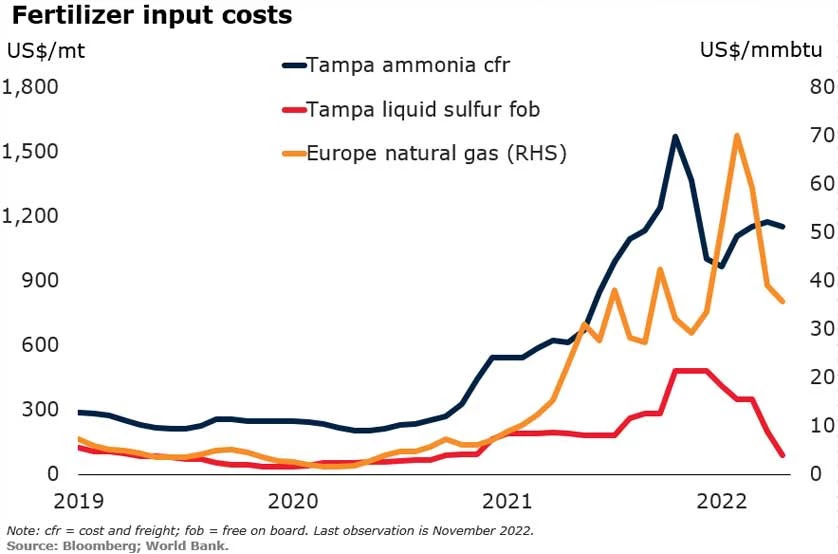 Chart showing fertilizer input costs