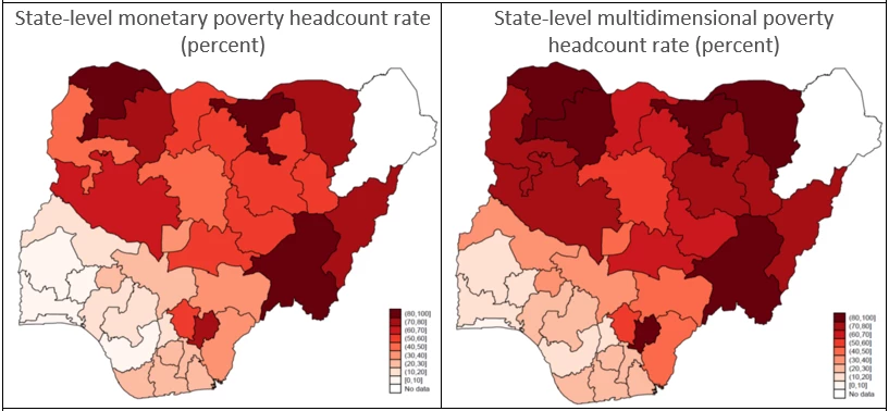 Figure 1. Both monetary and multidimensional poverty are concentrated in northern Nigeria