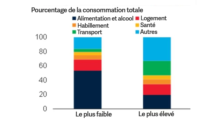 Figure 3. Composition des dépenses de consommation, par groupe de revenu