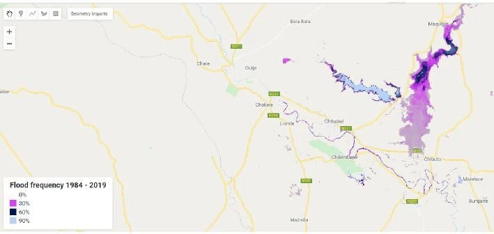 Figure1. Flood frequency map for lower Limpopo River from the HydroPC