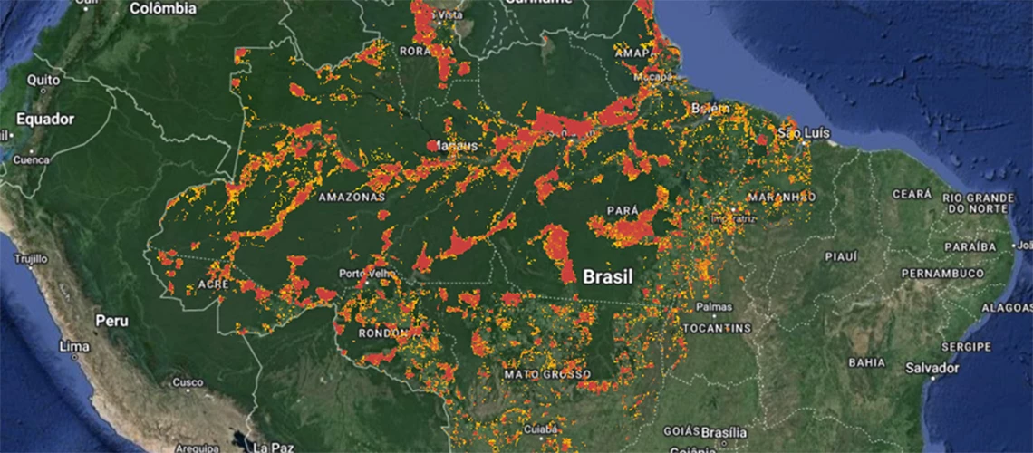 Map of areas at risk of deforestation in the Brazilian Amazon