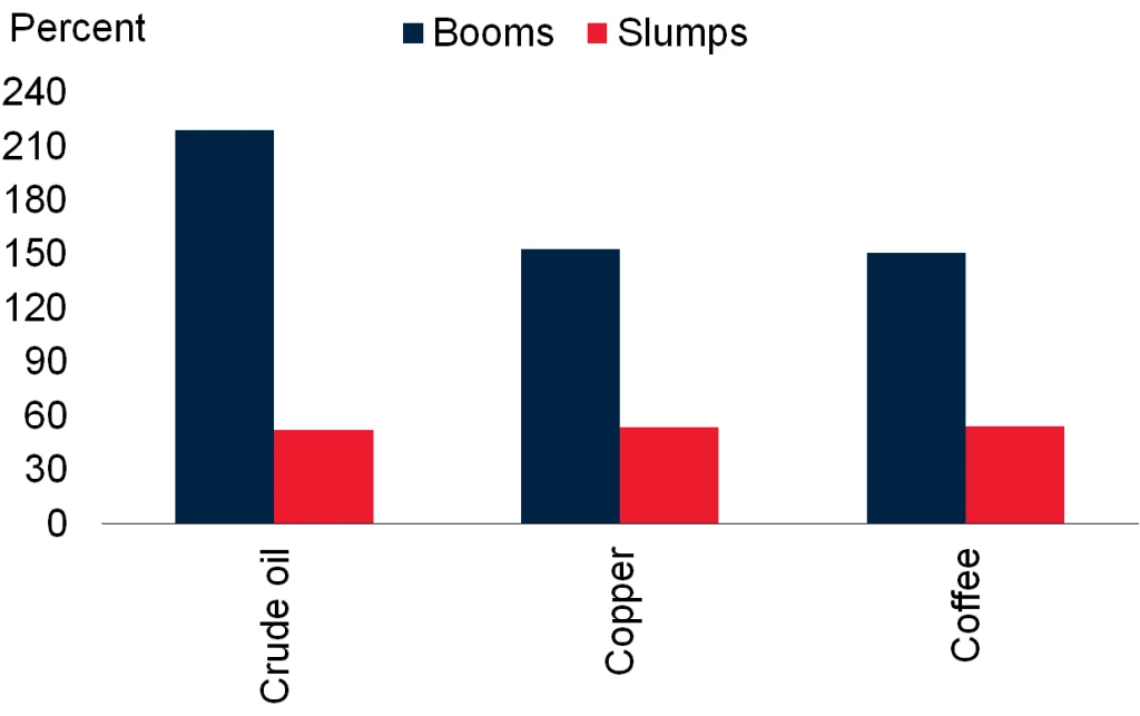 Average amplitude of commodity cycles