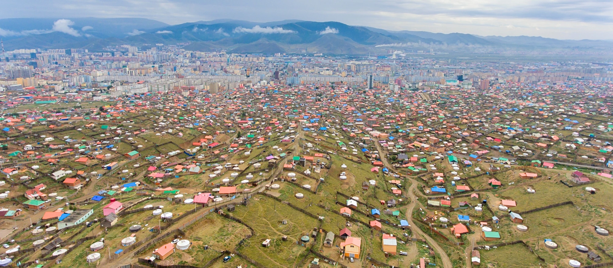 Gers and buildings in Ulaanbaatar, Mongolia's capital