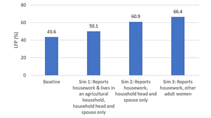 Simulations of hypothetical rural female labor force participation rates considering women who report excessive housework as reason for not searching for employment