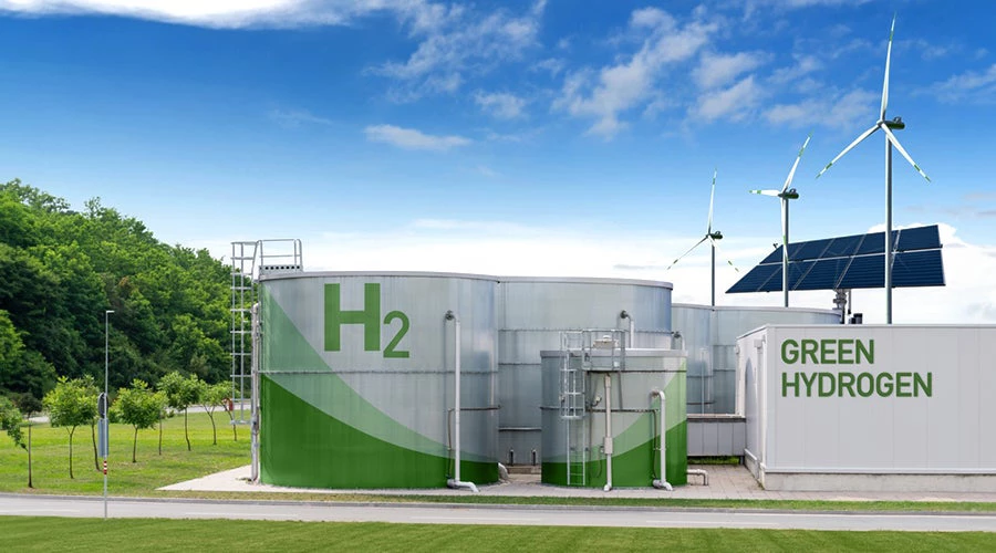 Concepto de fábrica ecológica de hidrógeno
