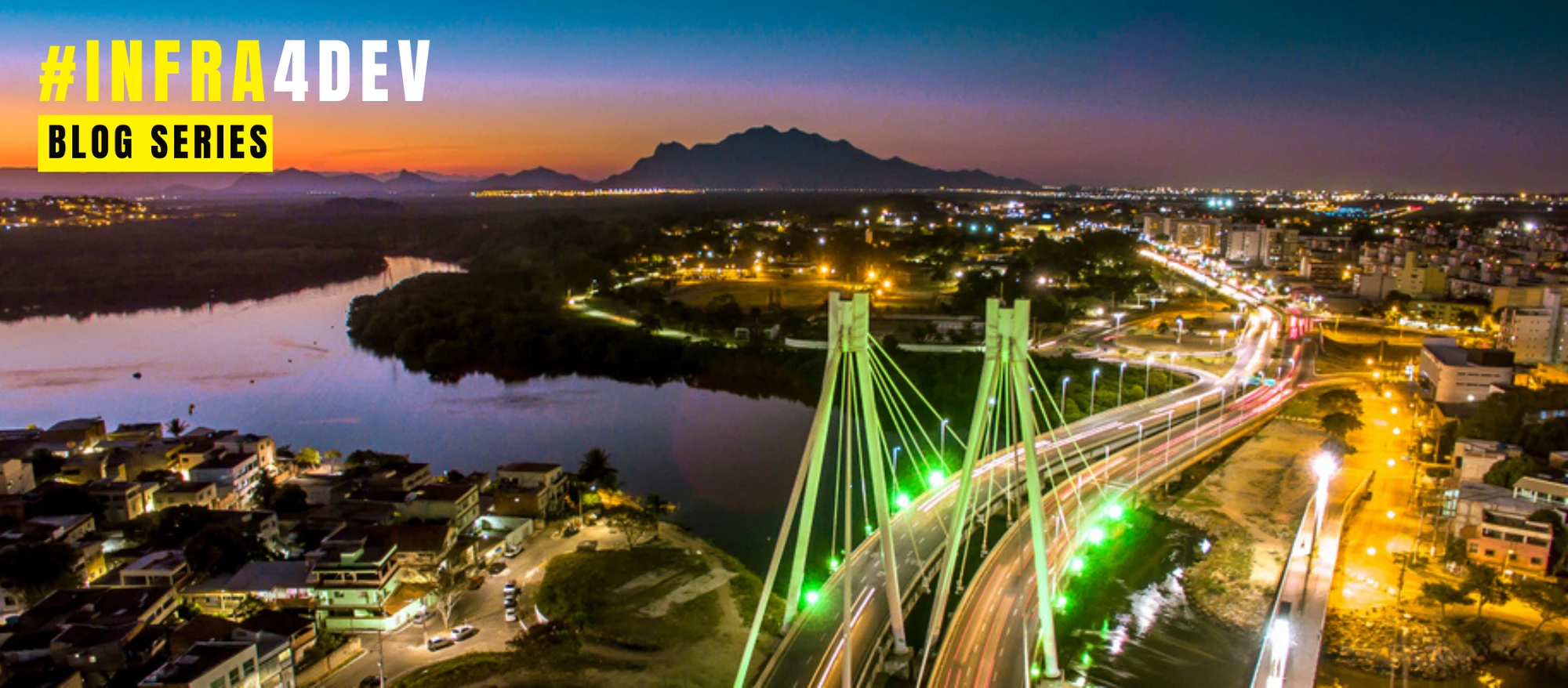 Twilight bridge, sunset city, Vitoria, ES Brazil