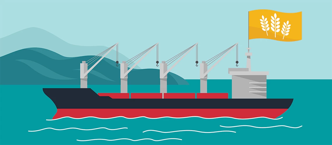 Illustration of a tanker and a flag. |  © shutterstock.com