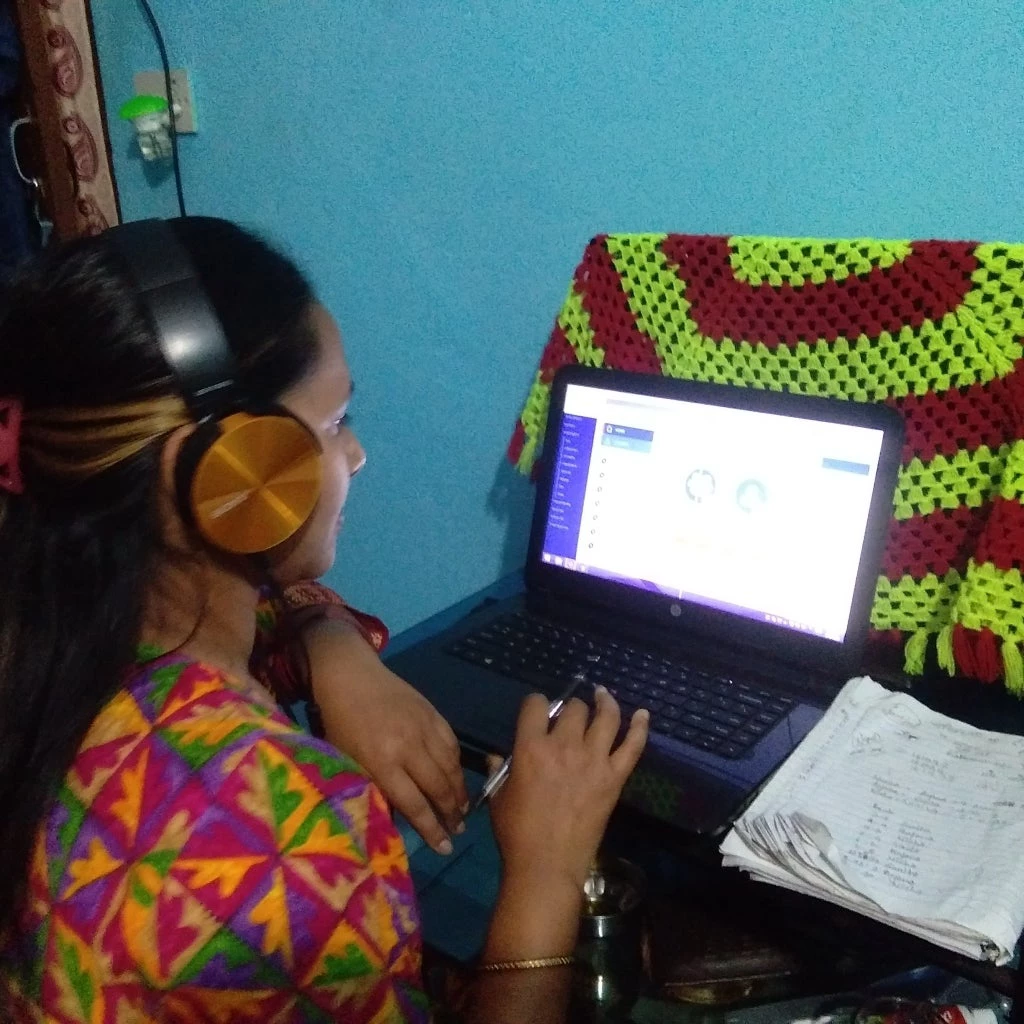A helpline officer working from home