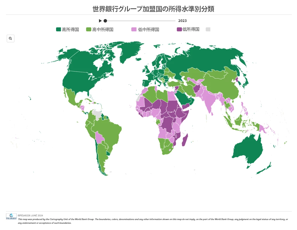 世界銀行グループ加盟国の所得水準別分類
