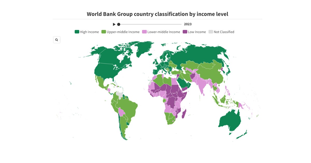 World Bank country classifications by income level for 2024-2025