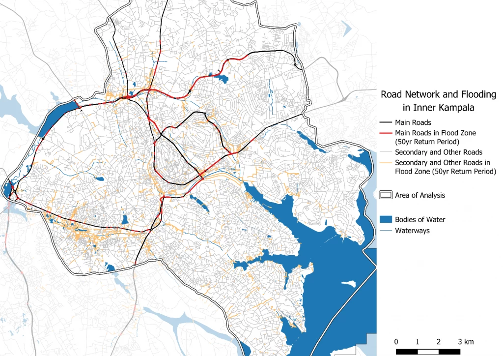 Kampala 50-year-intensity flood map