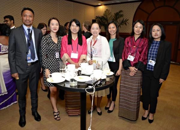 Kinley Wagmo and the author (3rd and 4th from the left) with Bhutan Representatives at the WePOWER Manila Forum, November, 2019