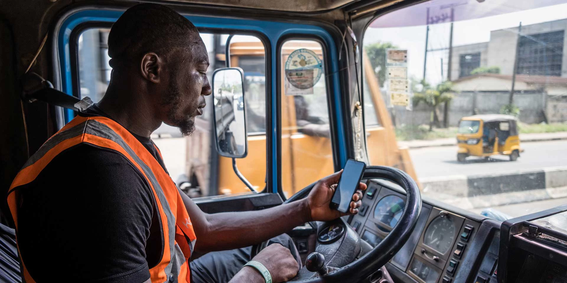 Lekan, kobo360 driver  parked while using the app, Lagos Nigeria.