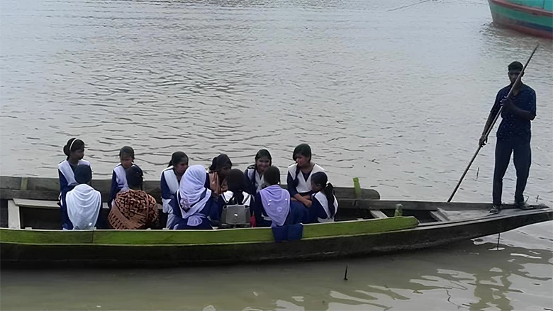 Grants for local government in Bangladesh has empowered them to provide canoes for girls to go to schools in flooded areas