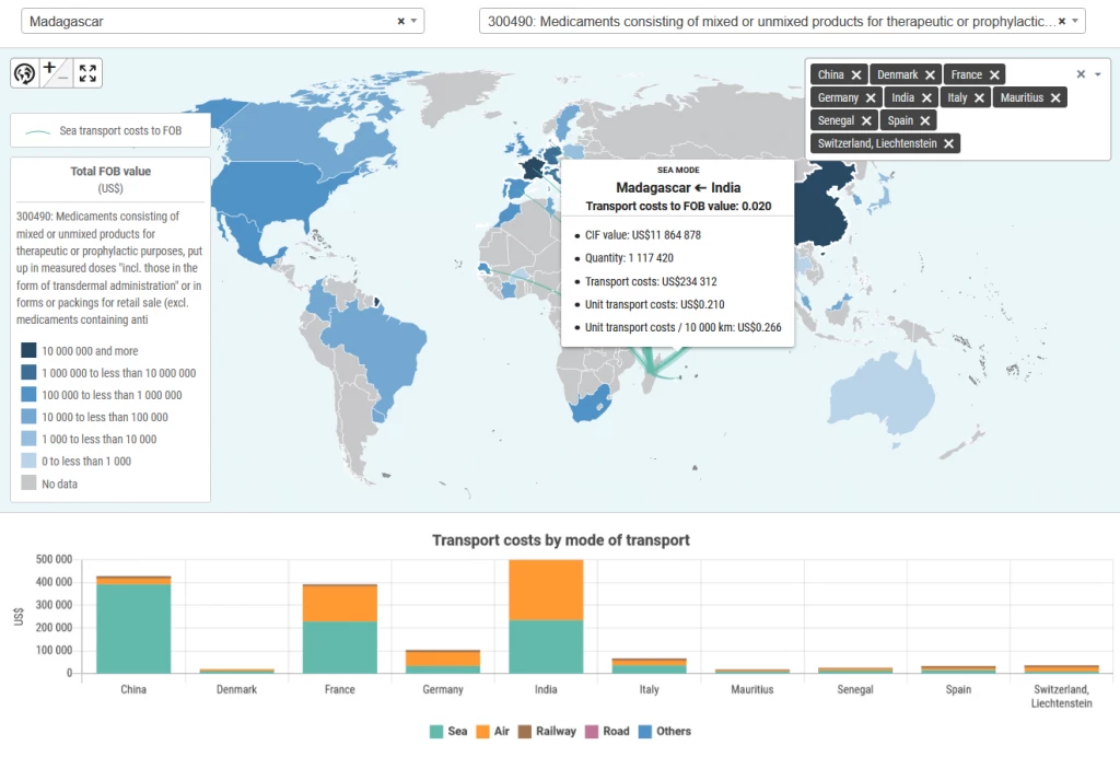 Map extract from the Global Transport Costs Dataset for International Trade