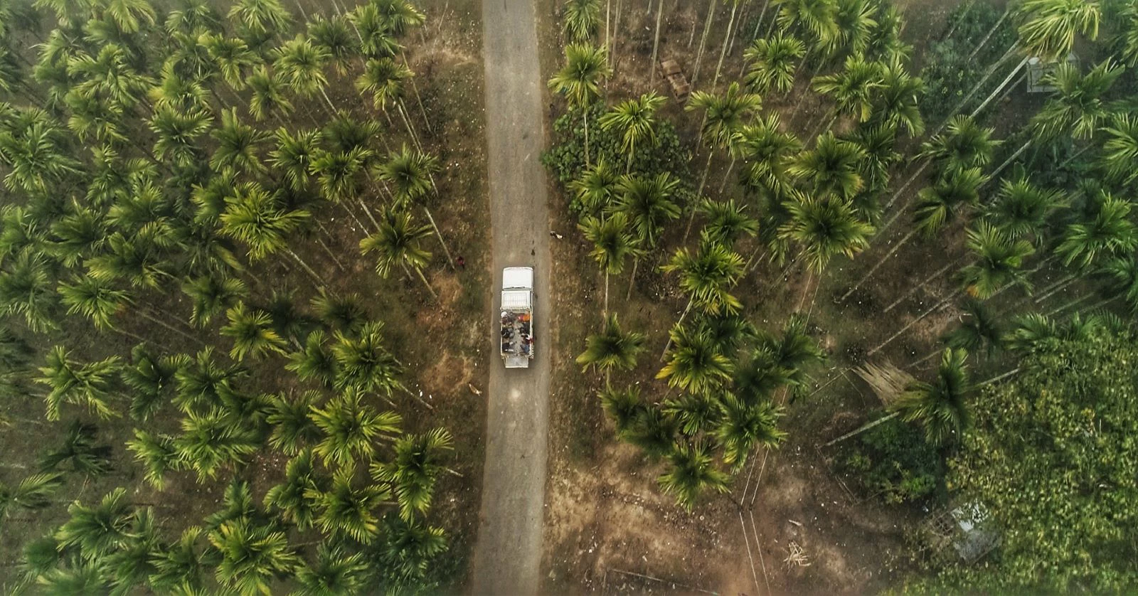 A vehicle navigates a rural road in the Indian state of Meghalaya.