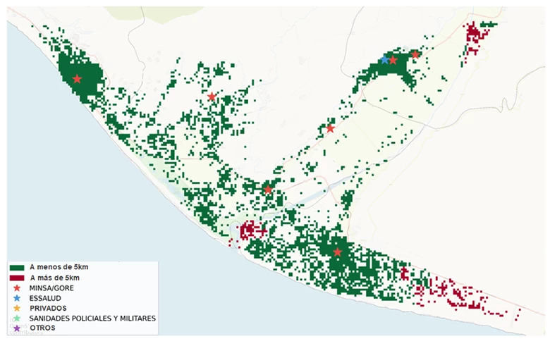 Población con acceso a un establecimiento de Salud a 5km: Islay, Arequipa