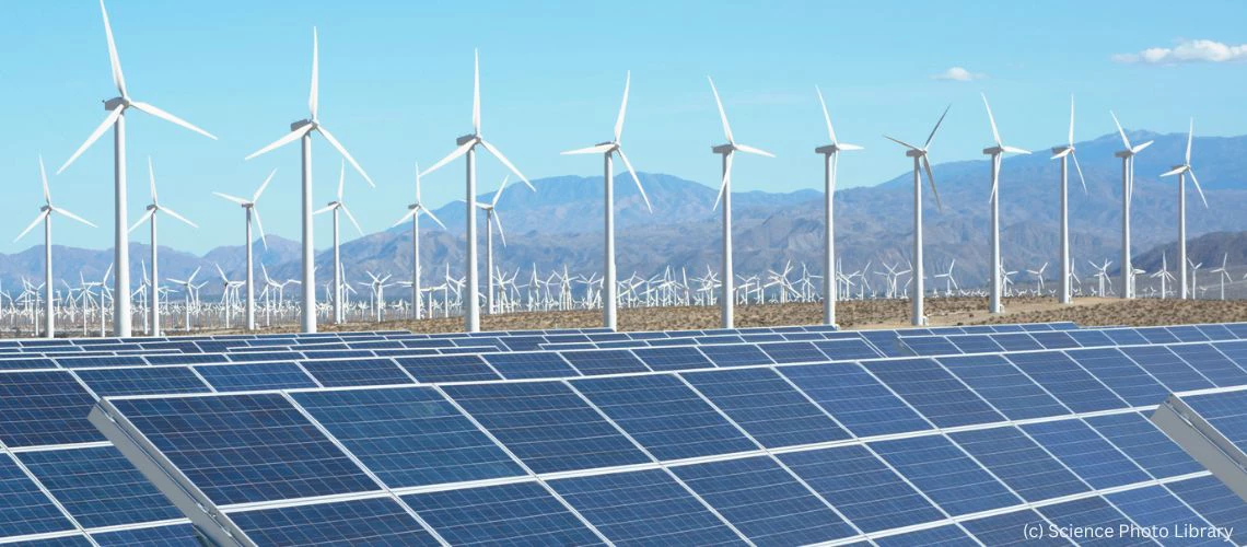 Photovoltaic solar panels and wind turbines