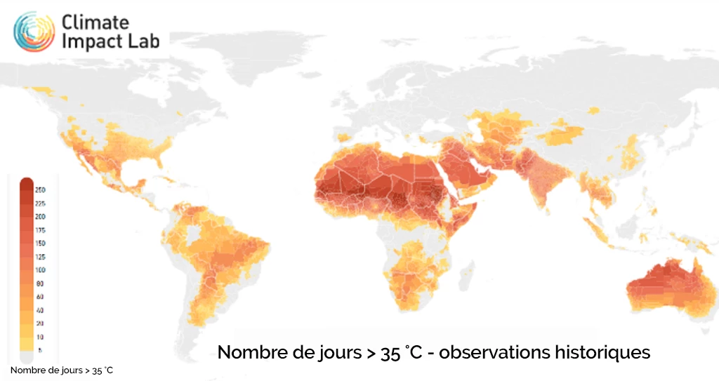 Nombre de jours > 35 °C - observations historiques