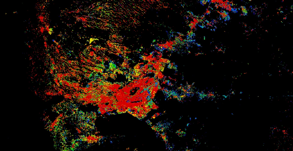 WSF Evolution showing urban expansion 1985–2015 (Source: GFDRR Partnership Days 2022: DEP & ESA presentation)