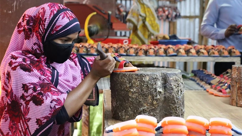 A footwear recycling center in Bhairab, Bangladesh.