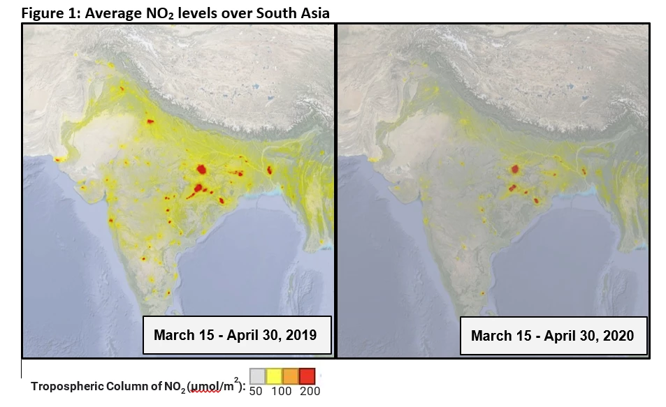 Figure 1: Average NO2 levels over South Asia 