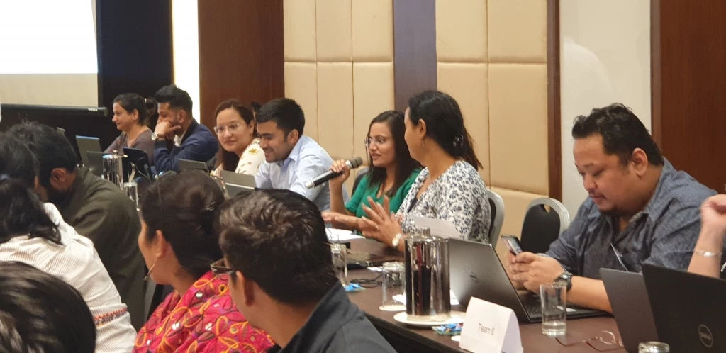 Samikshya Siwakoti speaking at a group discussion