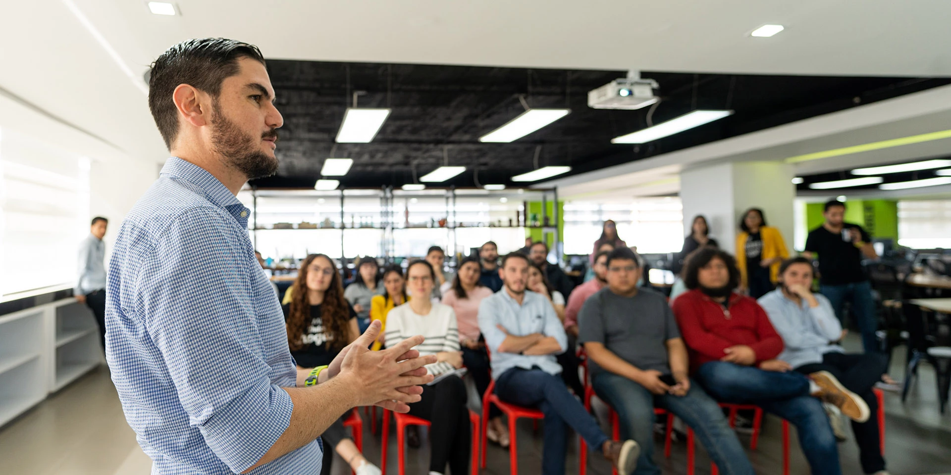 Photographer: Ruben Martinez, November 25, 2019. Location: 500 Startups Mexico City office.
Santiago Zavala, a partner at 500 Luchadores