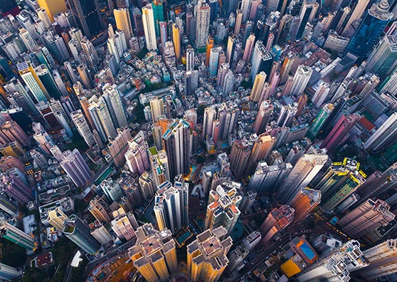 Vue aérienne d'une ville moderne