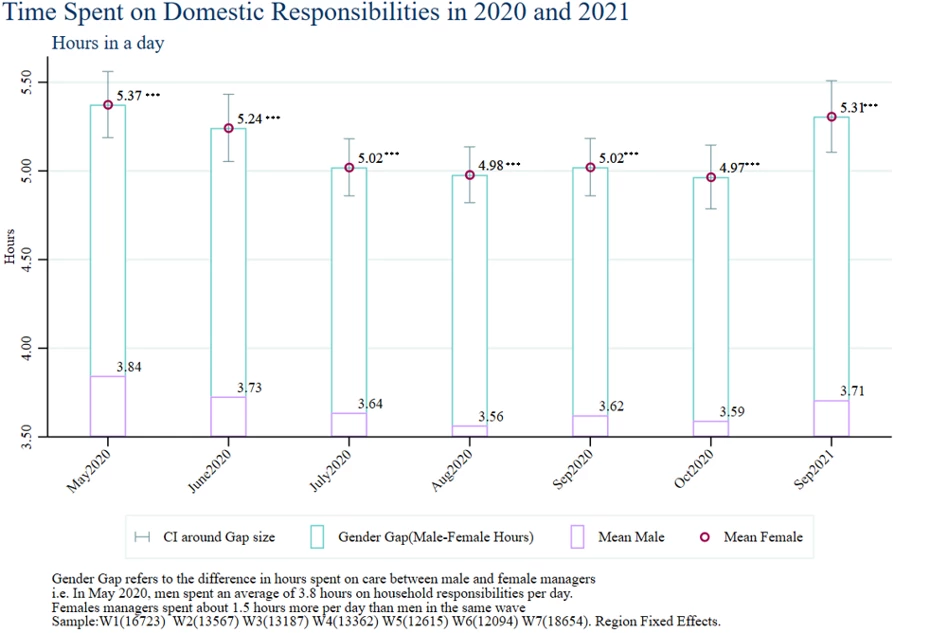 Gender Gap in Average Time Spent on Care and Domestic Responsibilities in a Day