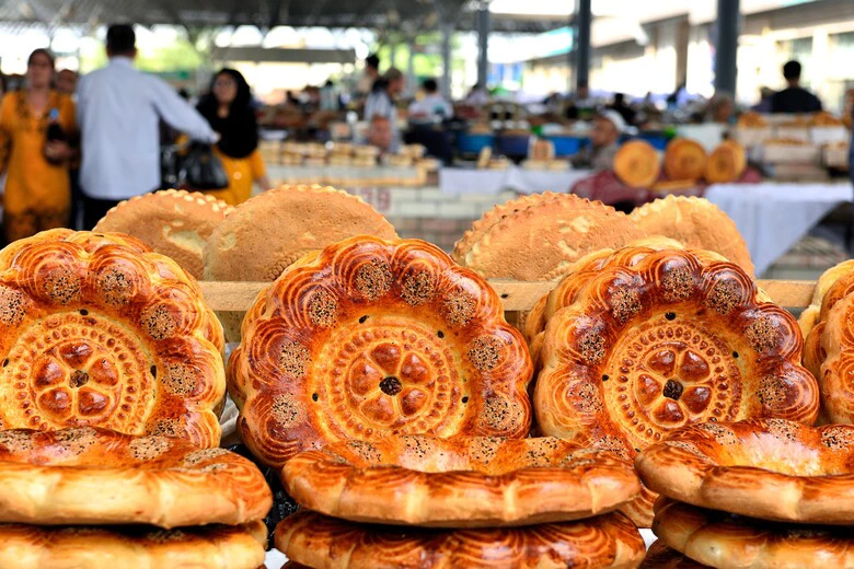The traditional bread sold in local bazaars and bakeries is one of Uzbekistan's enduring symbols of prosperity.