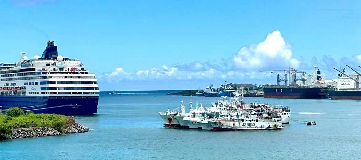 The waterfront of Port Louis, the capital city of Mauritius