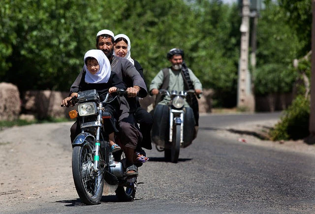 Family on Motorbike in Afghanistan