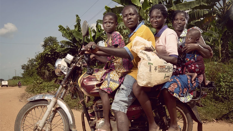 Family on a motorcycle