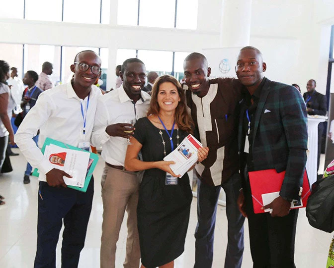  Pape Ndiaye, founder of Yeesal, Cherif Ndiaye, founder of Ecoles au Senegal, Daniella van Leggelo-Padilla, Thierno Niang and Mamadou Ndoye, co-founders of Rev’evolution. 