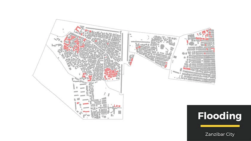 Flooding impacts in Zanzibar. Map by Spatial Collective.