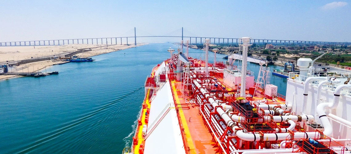 LNG vessel crossing suez canal