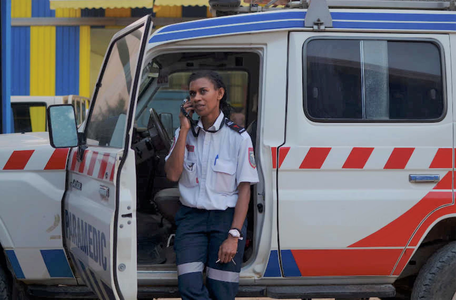 Vanuatu Ambulance with female driver