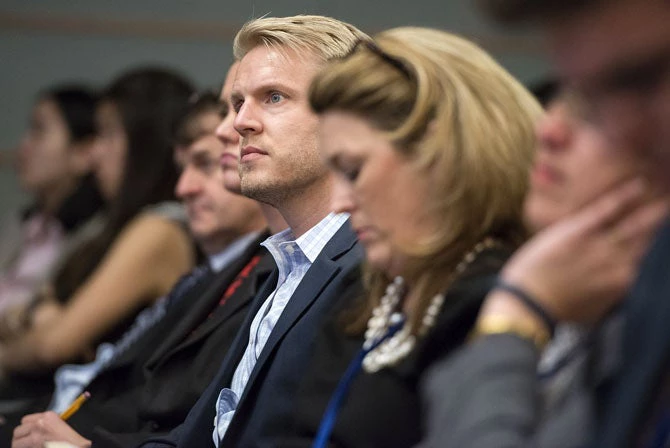 Audience members at a panel discussion during the 2014 Annual Meetings. © Grant Ellis/World Bank