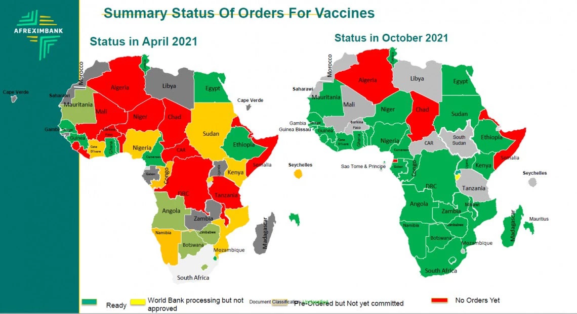 color-coded map of vaccine purchase in Africa