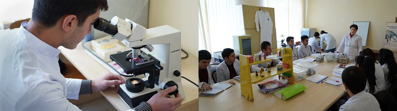 Azerbaijani students in the laboratory 