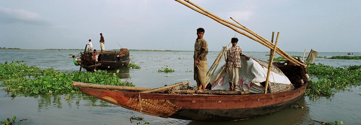 Boat sailing along the river Bangladesh 
