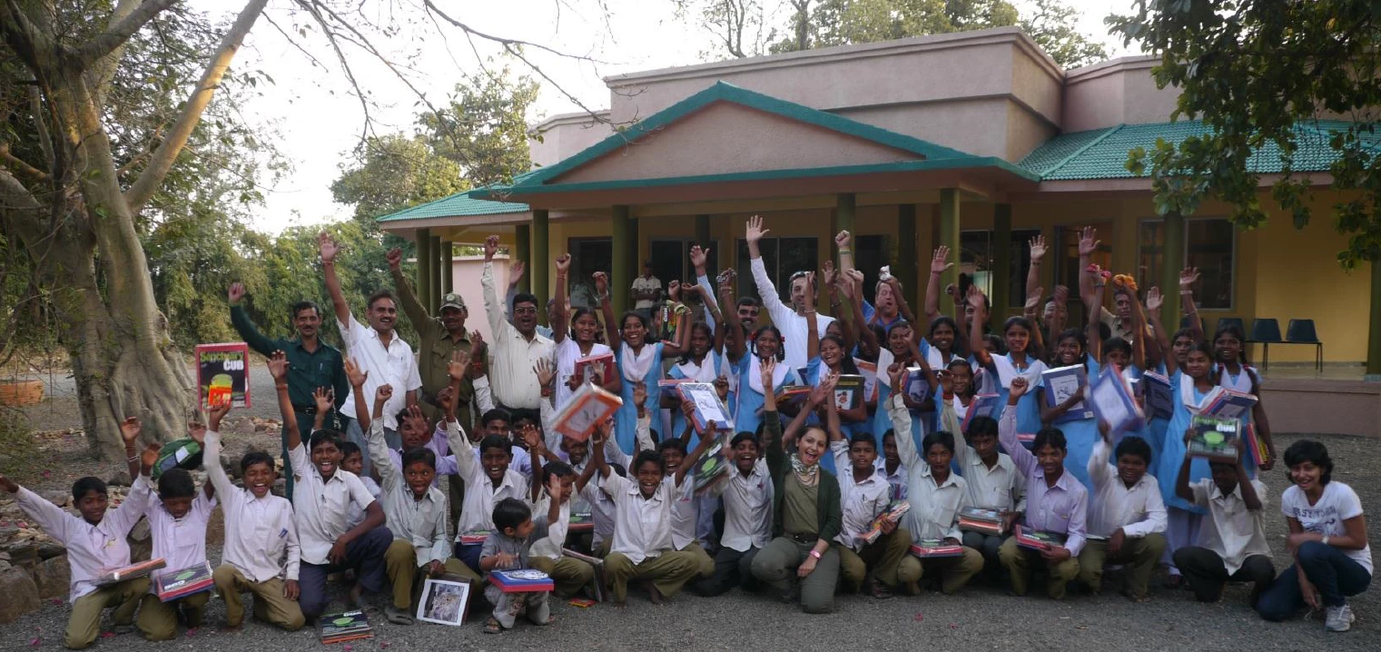 The youth from the Turia community celebrating their first workshop on tiger conservation in the Pench Tiger Reserve