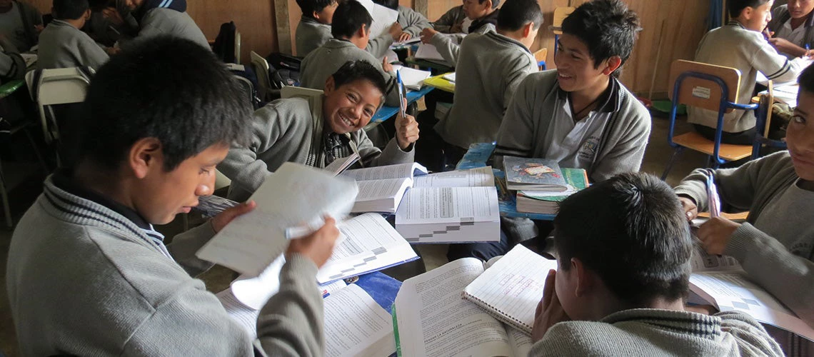 A group of kids in a school in Guatemala