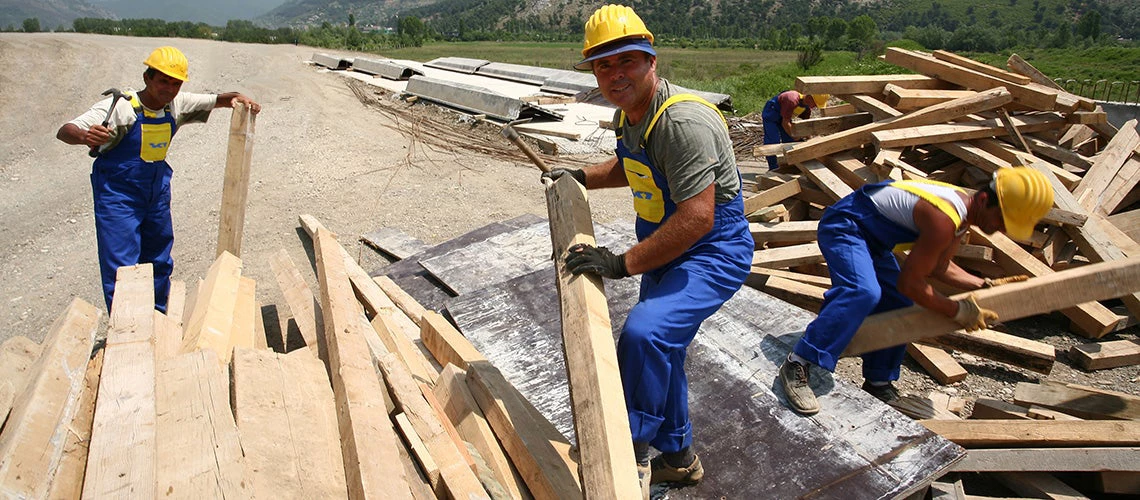 Workers building a new road. Albania | © Albes Fusha / World Bank