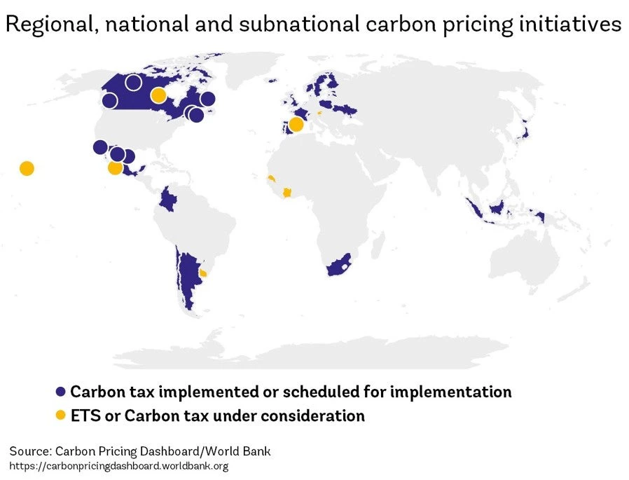 Regional national and subnational carbon pricing initiative